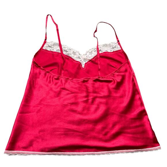 Victoria's Secret Red with White lace trim cami top size medium - Picture 2 of 5